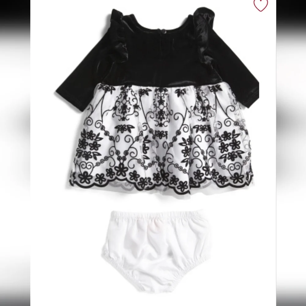 Pippa & Julie Infant Girls Velvet Flocked Ballerina Dress In Black Size 3-6mo